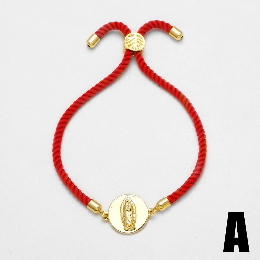 Wholesale 18k gold plated copper heart-shaped Mother of God bracelet