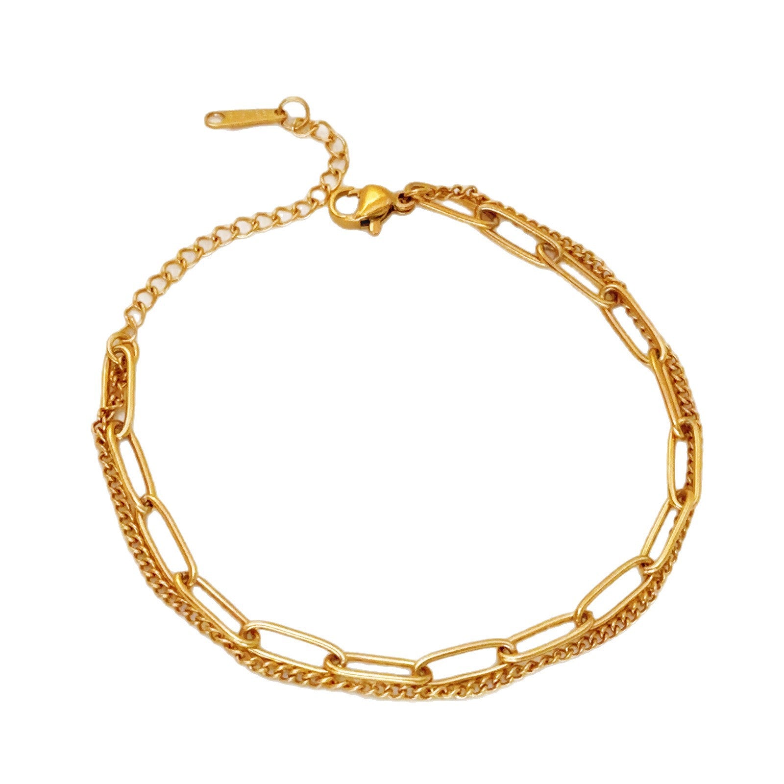 Wholesale Gold Titanium Steel Double Layer Side Chain Bracelet Trendy Women' s Jewelry Accessory