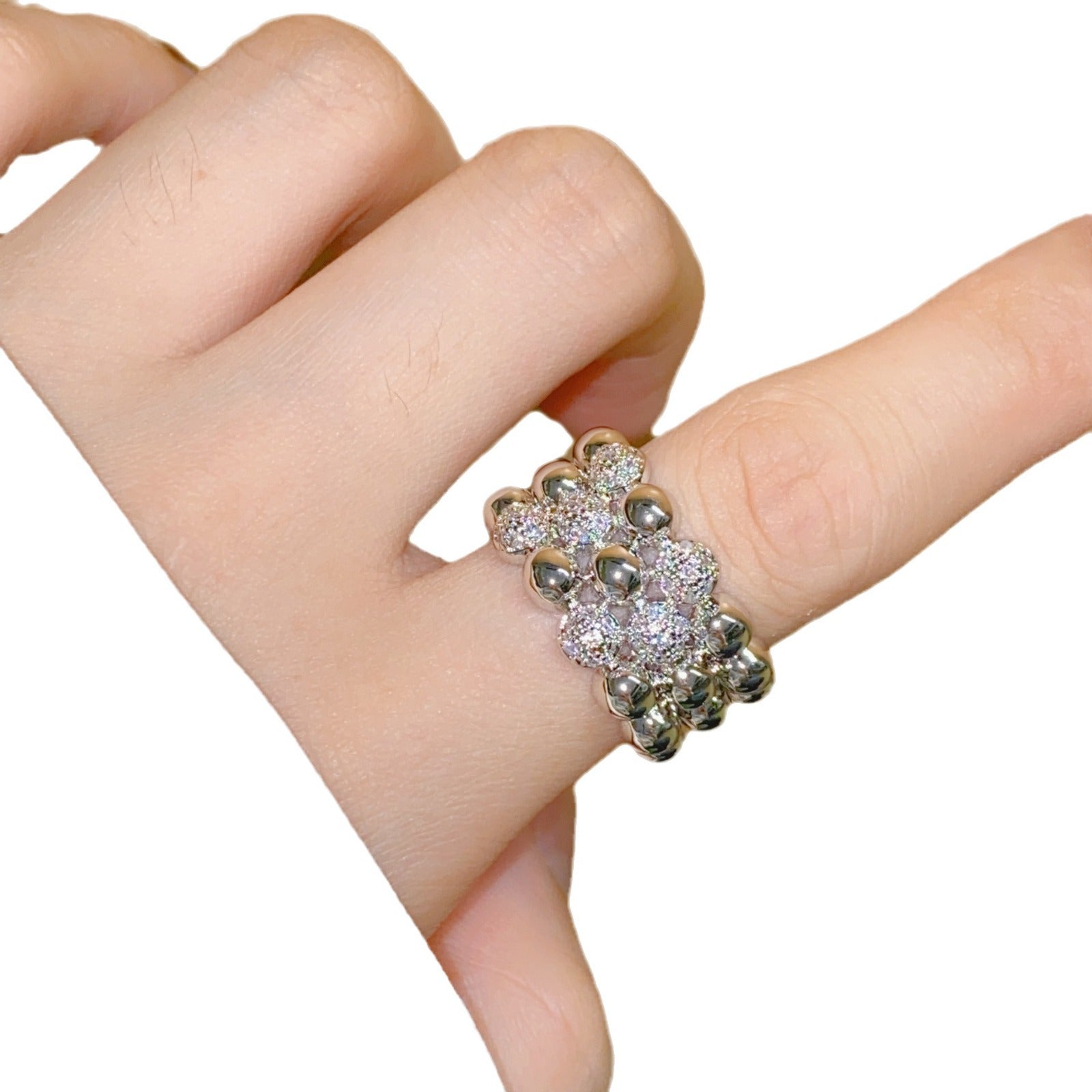 Wholesale  Hollow-out Heavy Retro Zirconium Adjustable Opening Ring