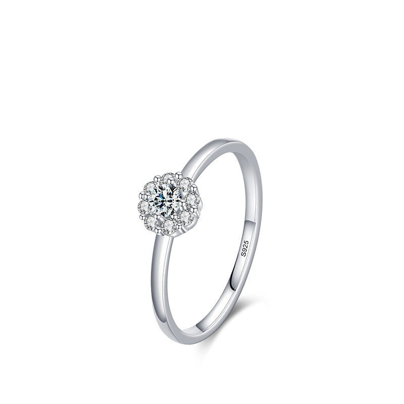 Wholesale  925 Sterling Silver Plated Platinum Classic Diamond Ring