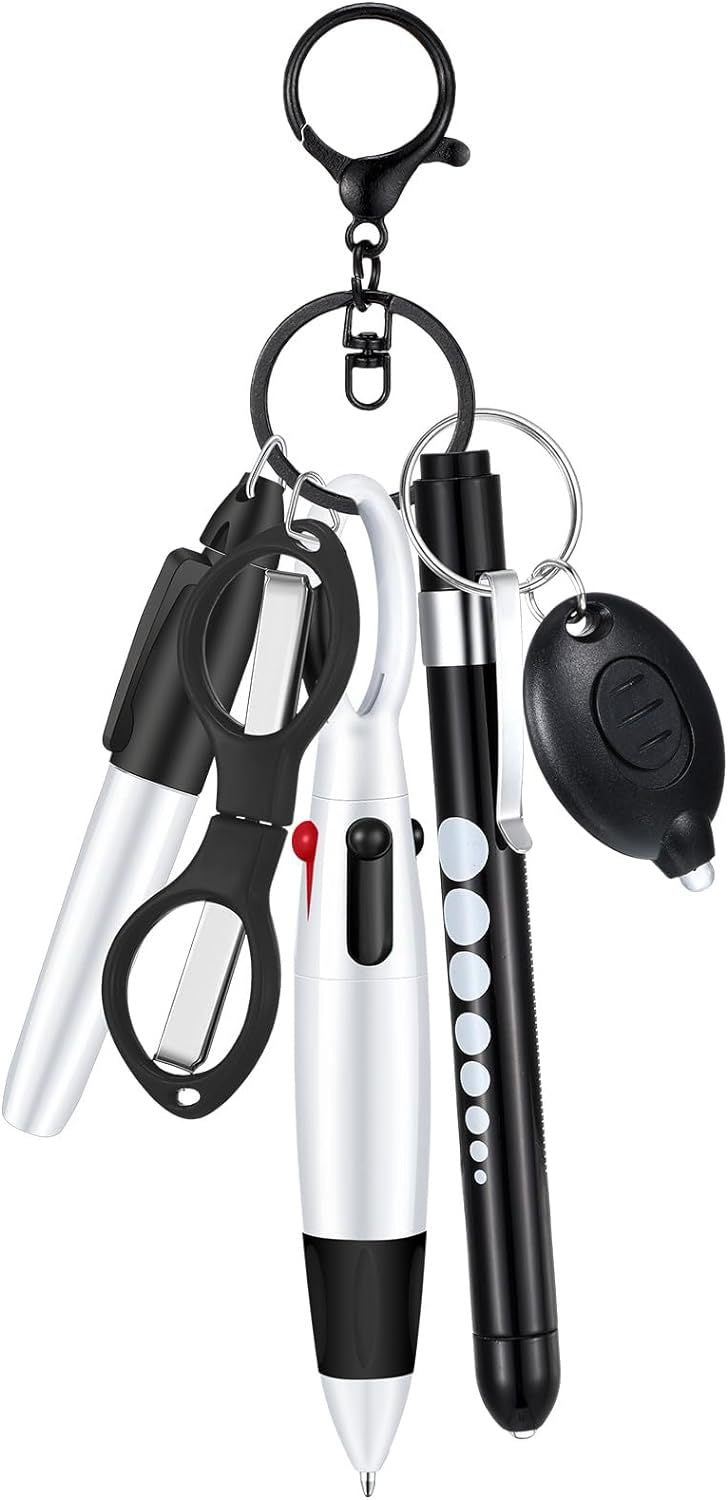 Wholesale Nurse Pen Set Flashlight Foldable Scissors Ballpoint Pen Keychains Set ACC-KC-XinDing004