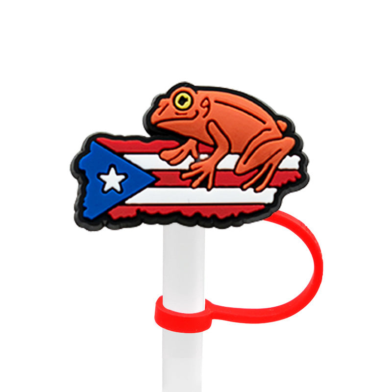 Wholesale 10PCS Puerto Rican 7-8mm Straw Tube Cap PVC Soft Rubber Dust Plugs Cute Straw Decorations ACC-SCR-KuaJ001