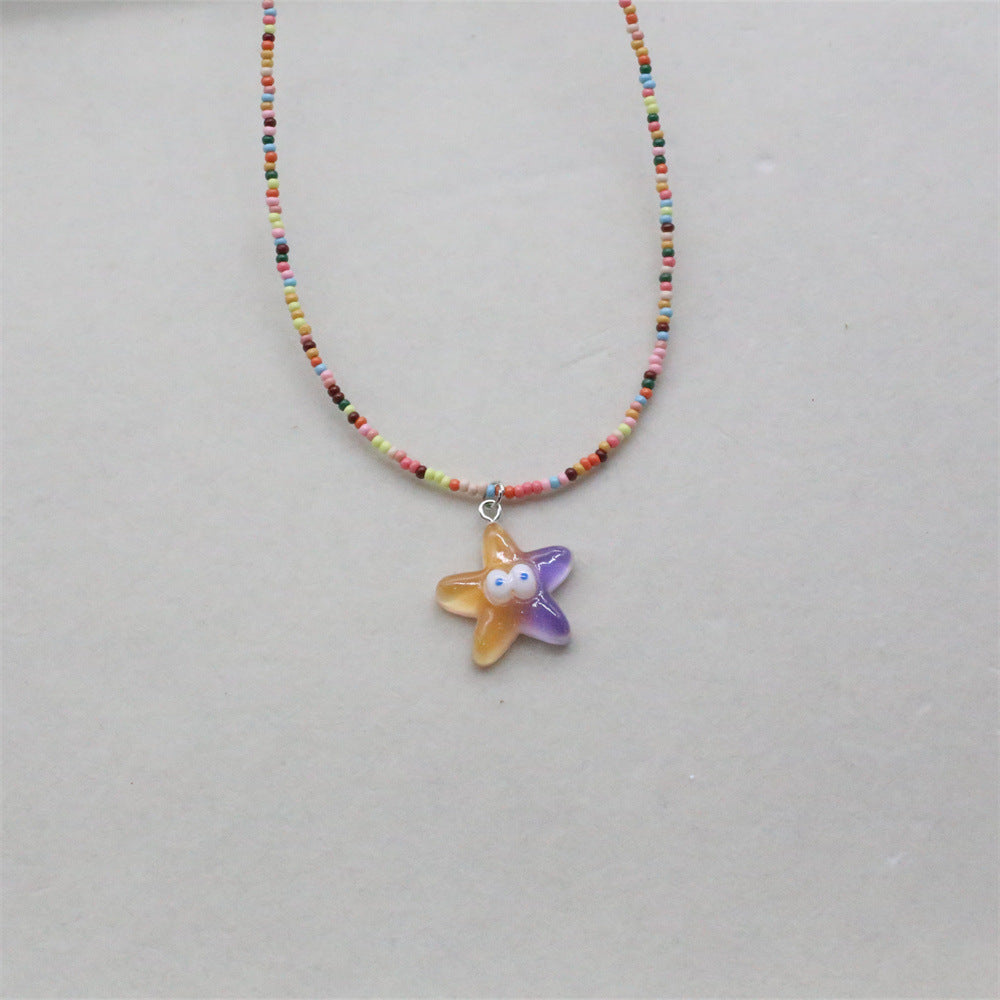 Wholesale Starfish Mermaid Octopus Pendant Rice Bead Necklace