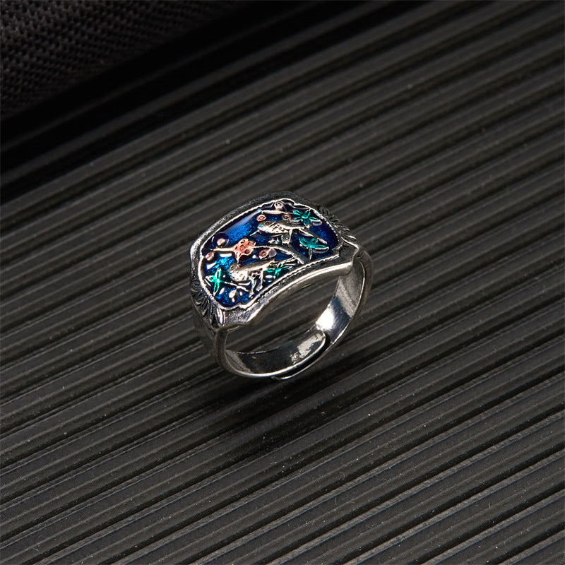 Wholesale Plum Blossom Magpie Open Adjustable Ring ACC-RS-Gangm003