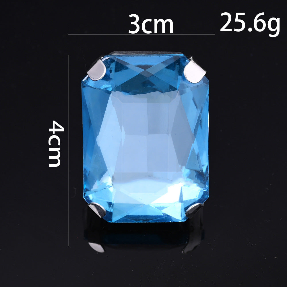 Wholesale  Square Ring Women's Simple Rhinestone Opening Ring