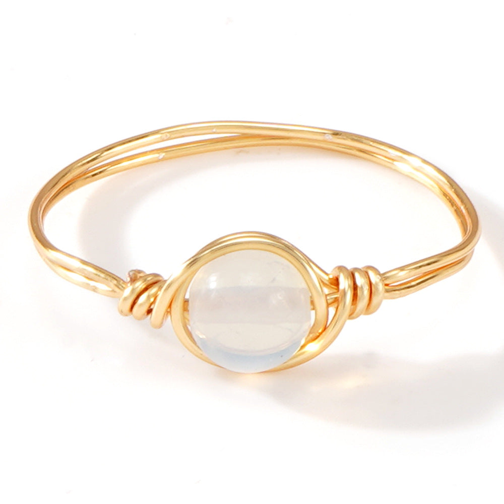 Wholesale Natural Stone Ring Light Luxury Elegant Niche Design Jewelry Accessory Gift