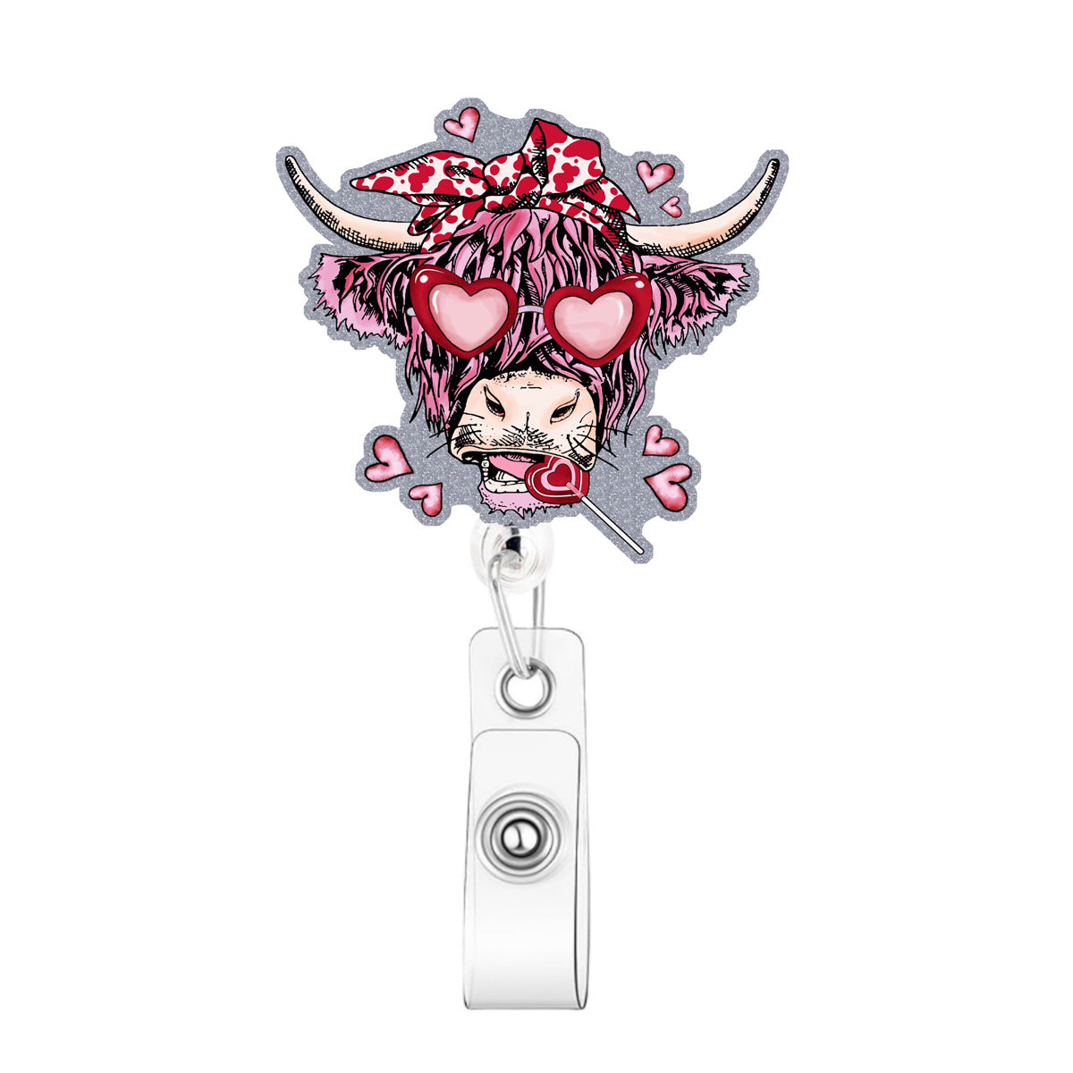 Wholesale retractable acrylic Valentine' s Day Badge Reels