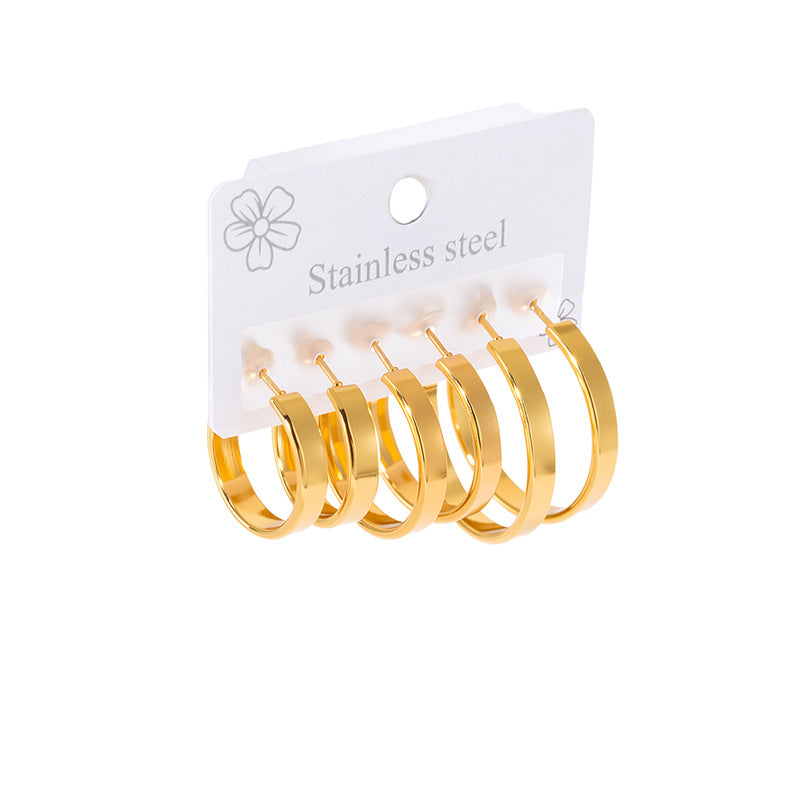 Wholesale Minimalist Gold-Plated Stainless Steel Hoop Earrings,  Trendy Jewelry Accessory