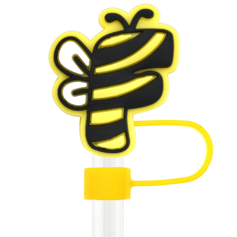 Wholesale Random 100pcs Bee Letters 10mm Straw Tube Cap ACC-SCR-RYY068
