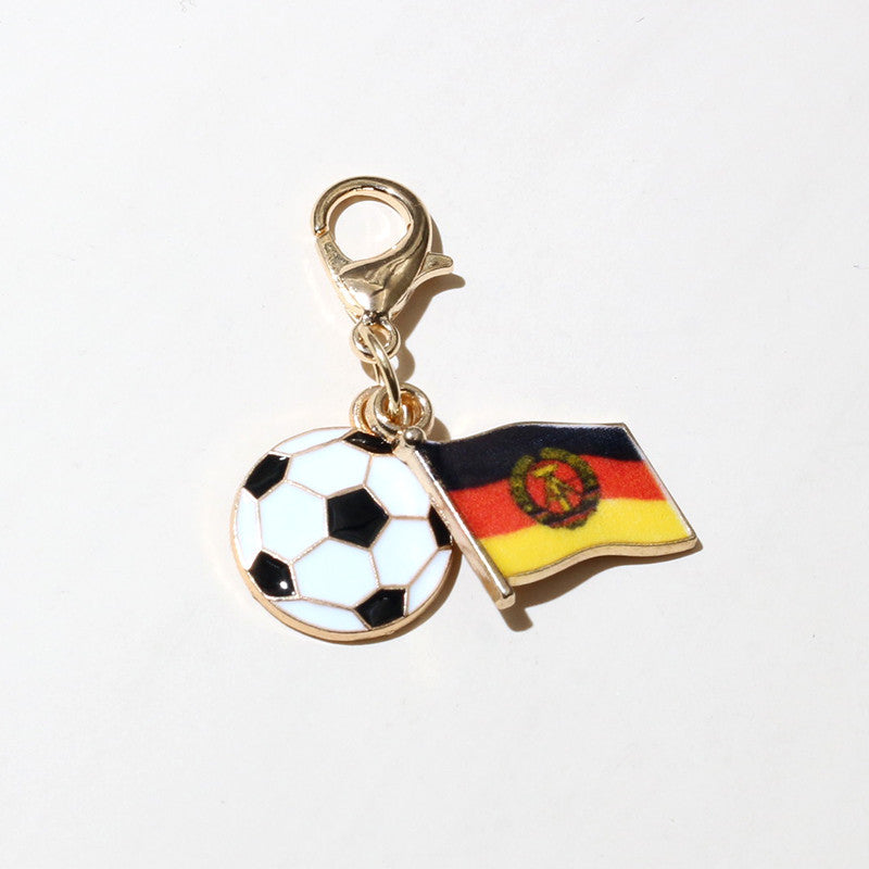 Wholesale Zinc Alloy Soccer Flag Charm Keychain Pendant for DIY Jewelry Making Boutique Resale