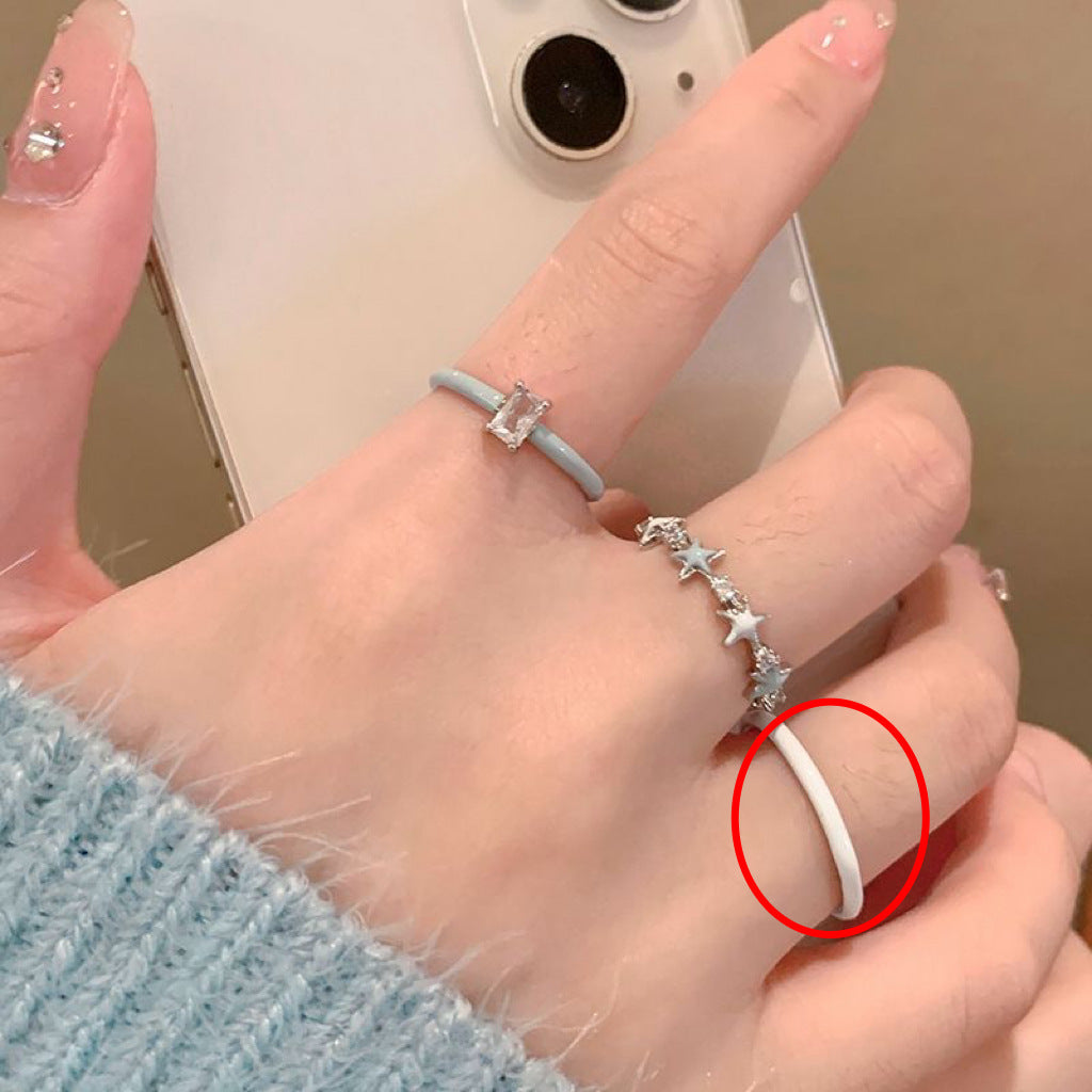 Wholesale Blue drop glaze zircon star ring