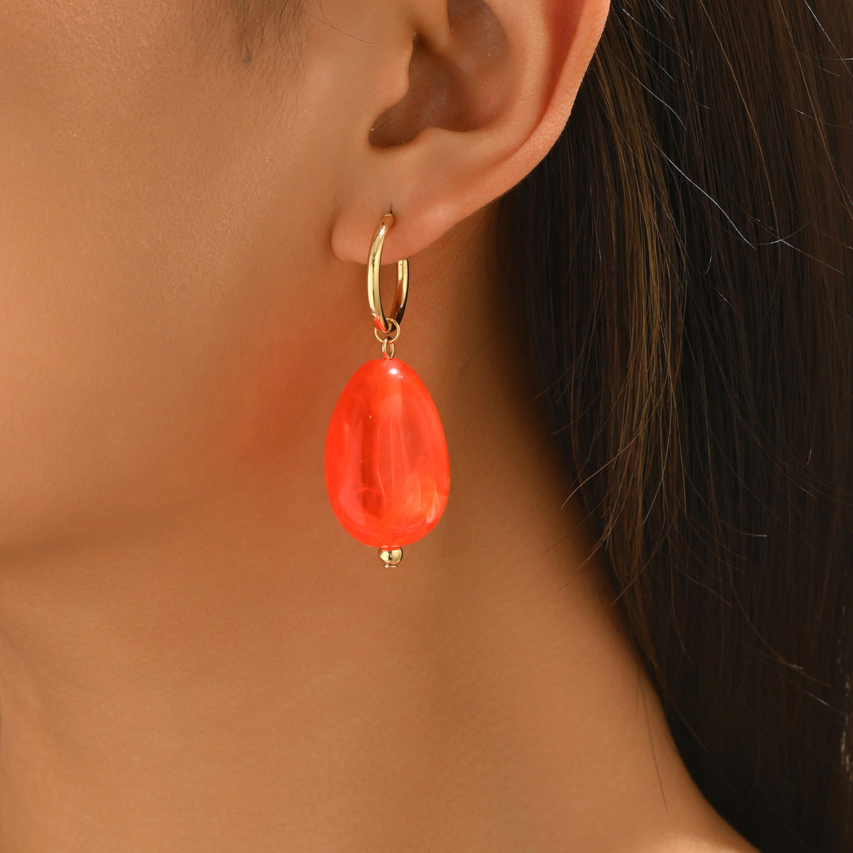 Wholesale Ethnic Style Drop Earrings Resin Teardrop Tassel Jewelry Accessory Party Gift