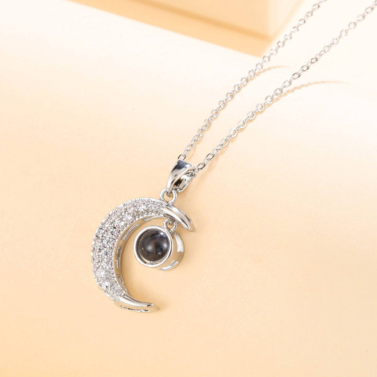 Wholesale silver Gold Titanium Steel Moon Necklace