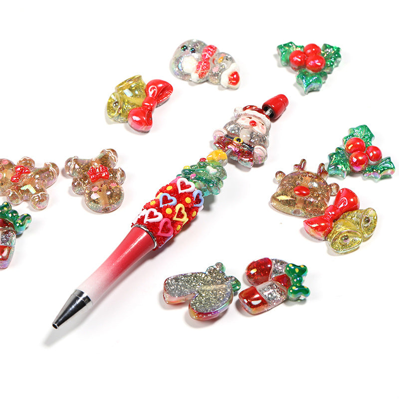Wholesale 50pcs/pack christmas drop glue snowman Acrylic Beads DIY Bead Accessories