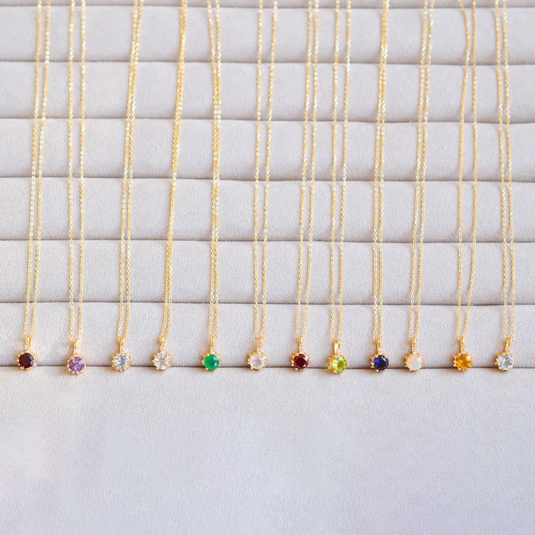 Wholesale Twelve Birthstone Necklace Titanium Steel 12 Birthstone Round Pendant  Flower Accessories