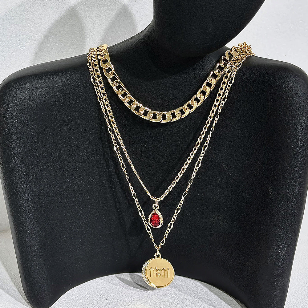 Wholesale Gold Multi-Layer Drop Necklace Stylish Geometric Pendant Jewelry for Boutique Resale