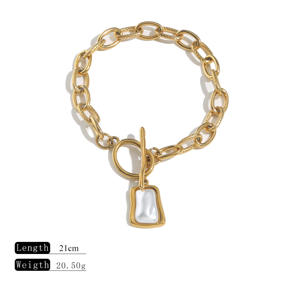 Wholesale Stainless Steel Vintage Ocean Themed Charm Bracelet with Starfish and Pearl - Fashion Accessory