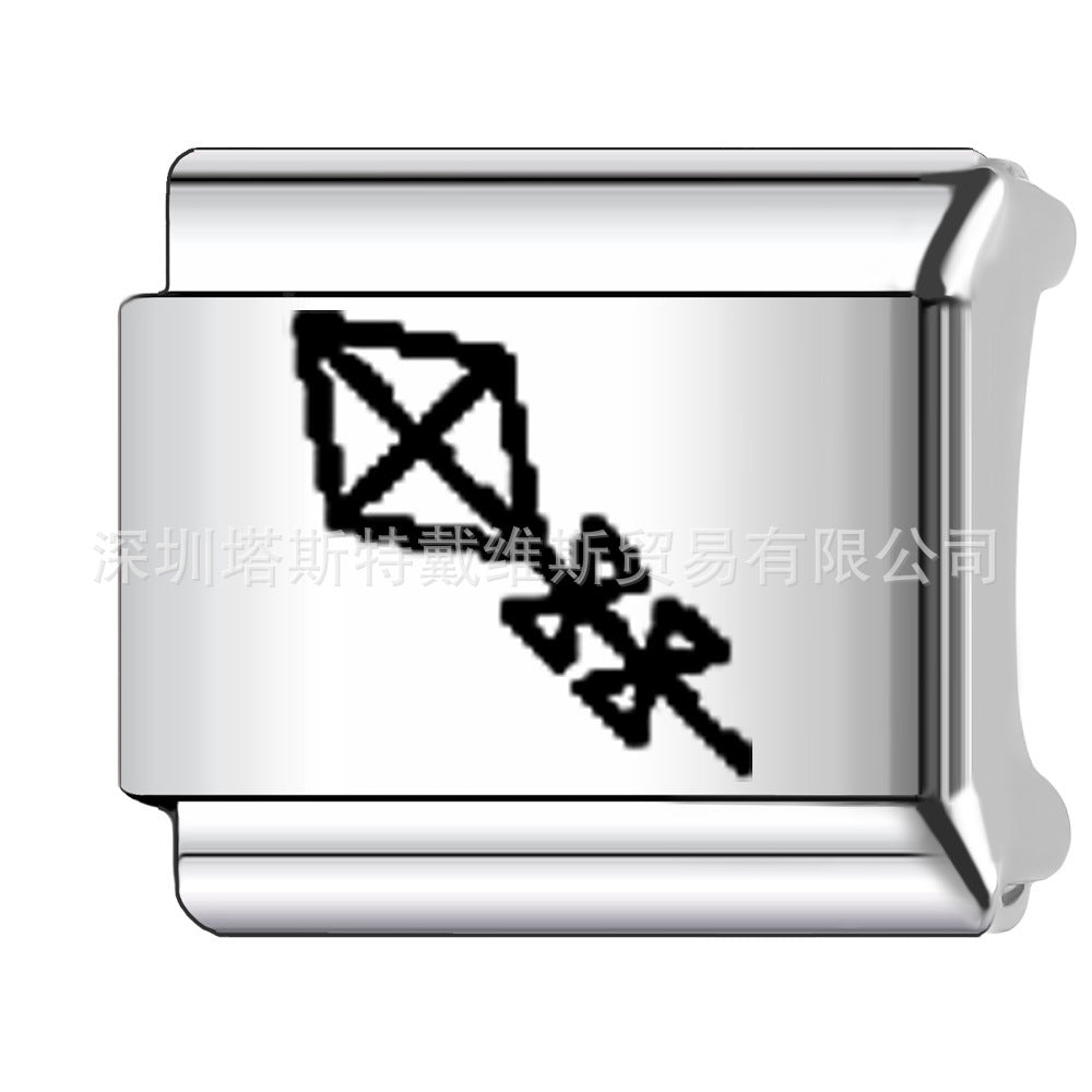 Wholesale 9mm Italian Charm Starter Bracelets DIY square Single Section Creative Stainless Steel Composable Bracelet