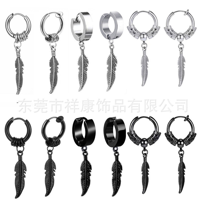 Wholesale Stainless Steel Round Wire Dragon Pattern Earrings