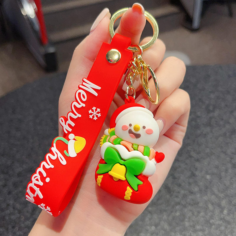 Wholesale Christmas  Keychain Cute Tree Elk Sock Pendant Car Key Accessory Gift For Men Women Boutique Resale