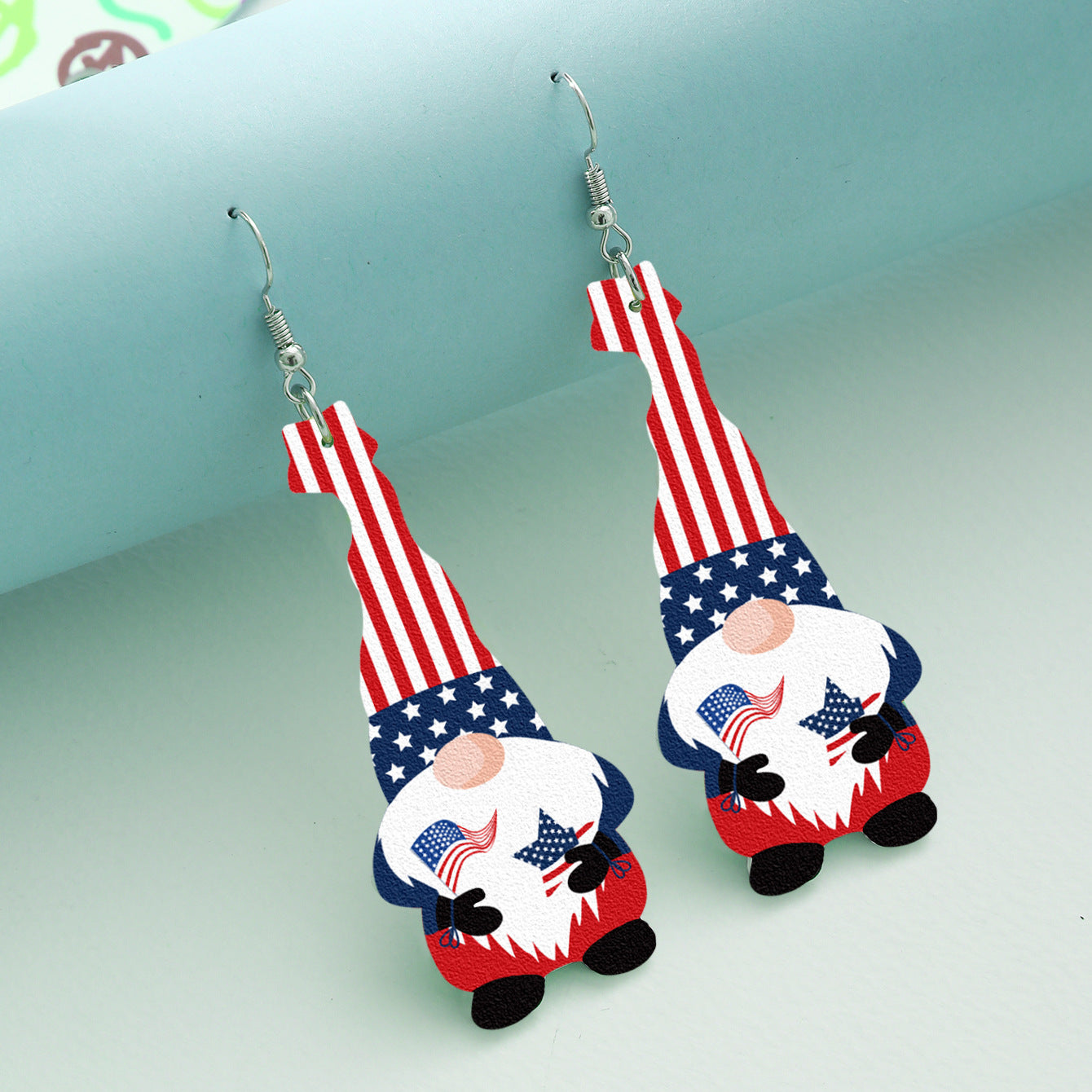 Wholesale  Independence Day Dwarf Stars and Stripes Acrylic Earrings