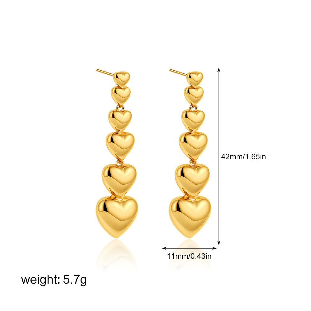 Wholesale  Stainless steel 18K gold love heart earrings silver heart earrings