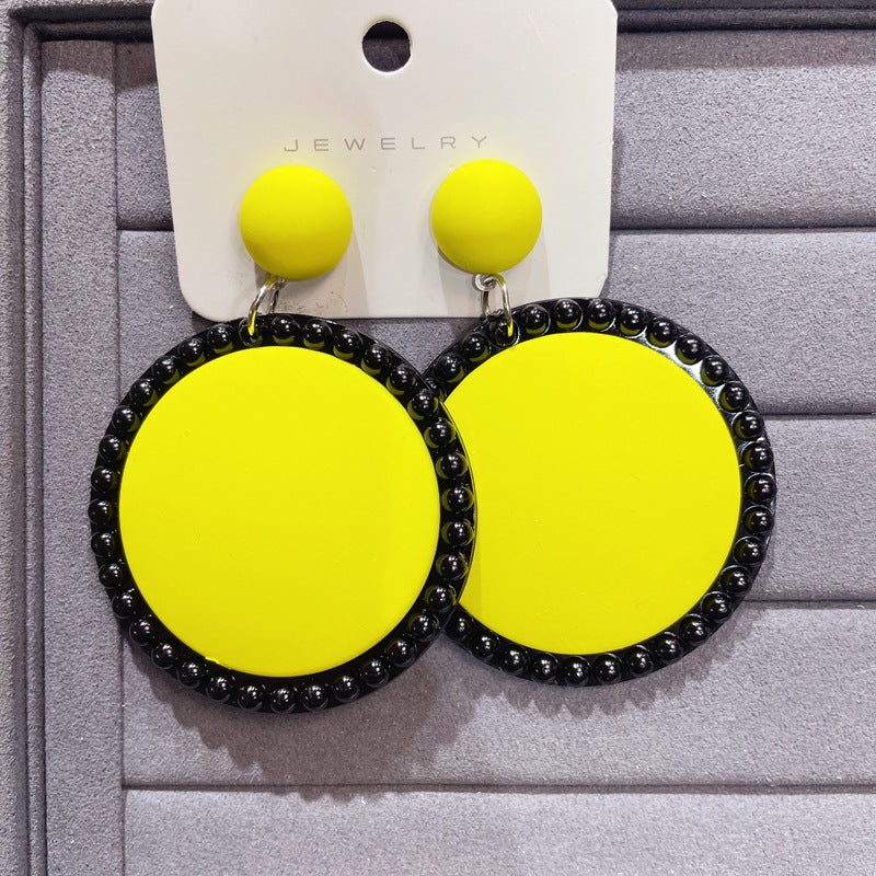 Wholesale Green Color Exaggerated Large Earrings