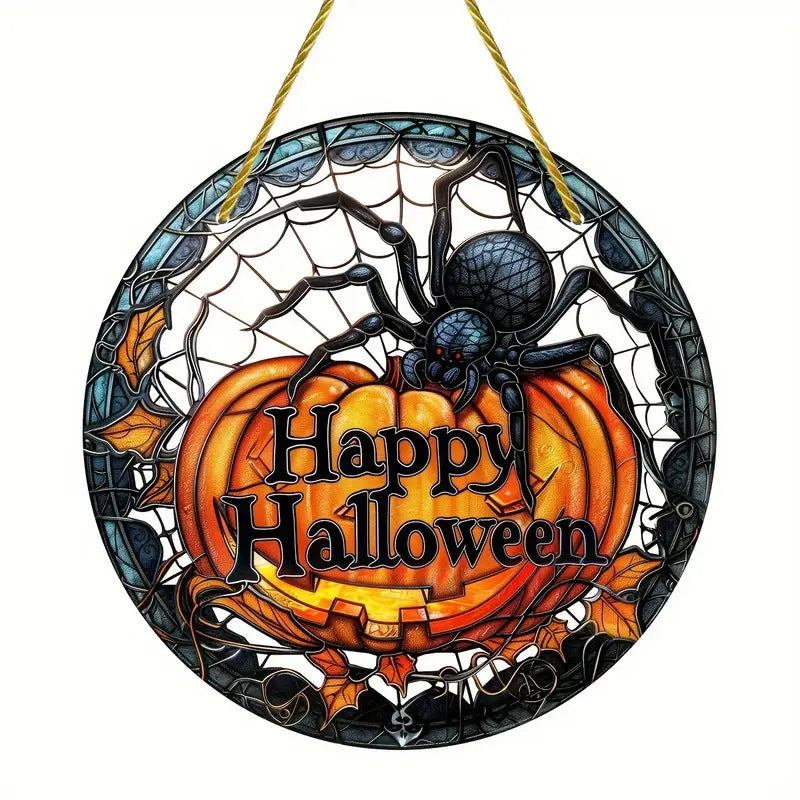 Wholesale  Haunted House Party  Pumpkin Acrylic Round Plate Decoration