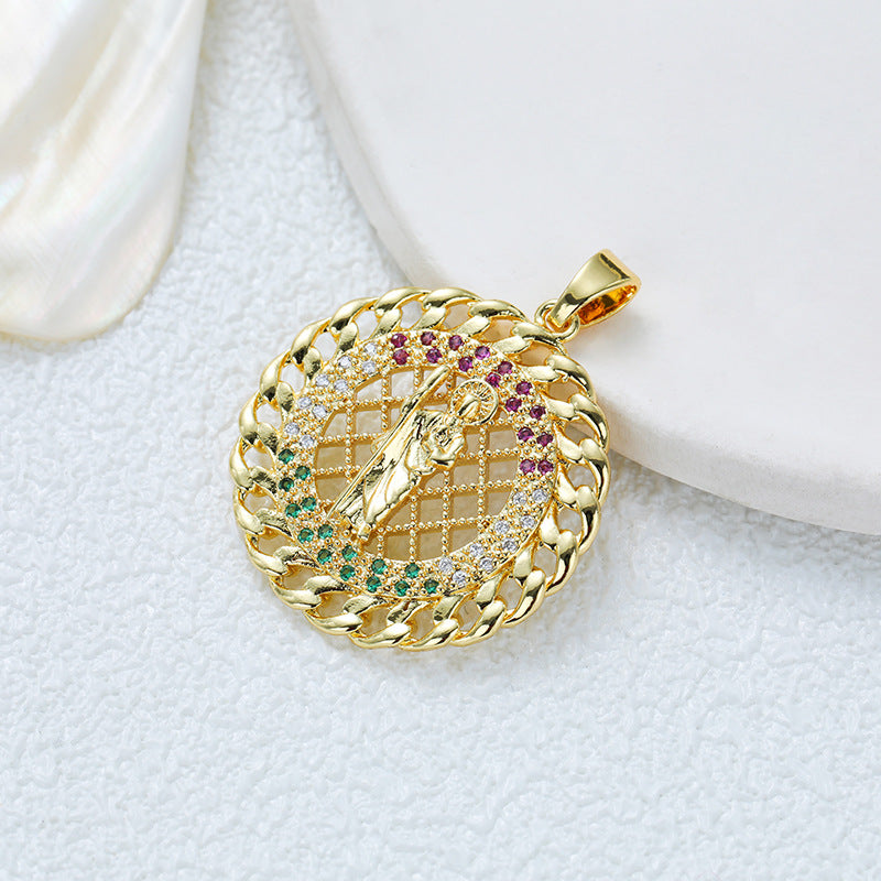 Wholesale Gold Plated Copper Geometric Zircon Pendant Necklace Unisex Fashion Accessory
