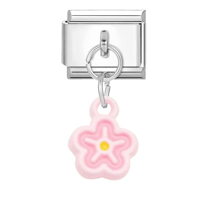 Wholesale Italian Charm Bracelet 9mm DIY Splicing Flower Pendant Stainless Steel Composable Bracelet