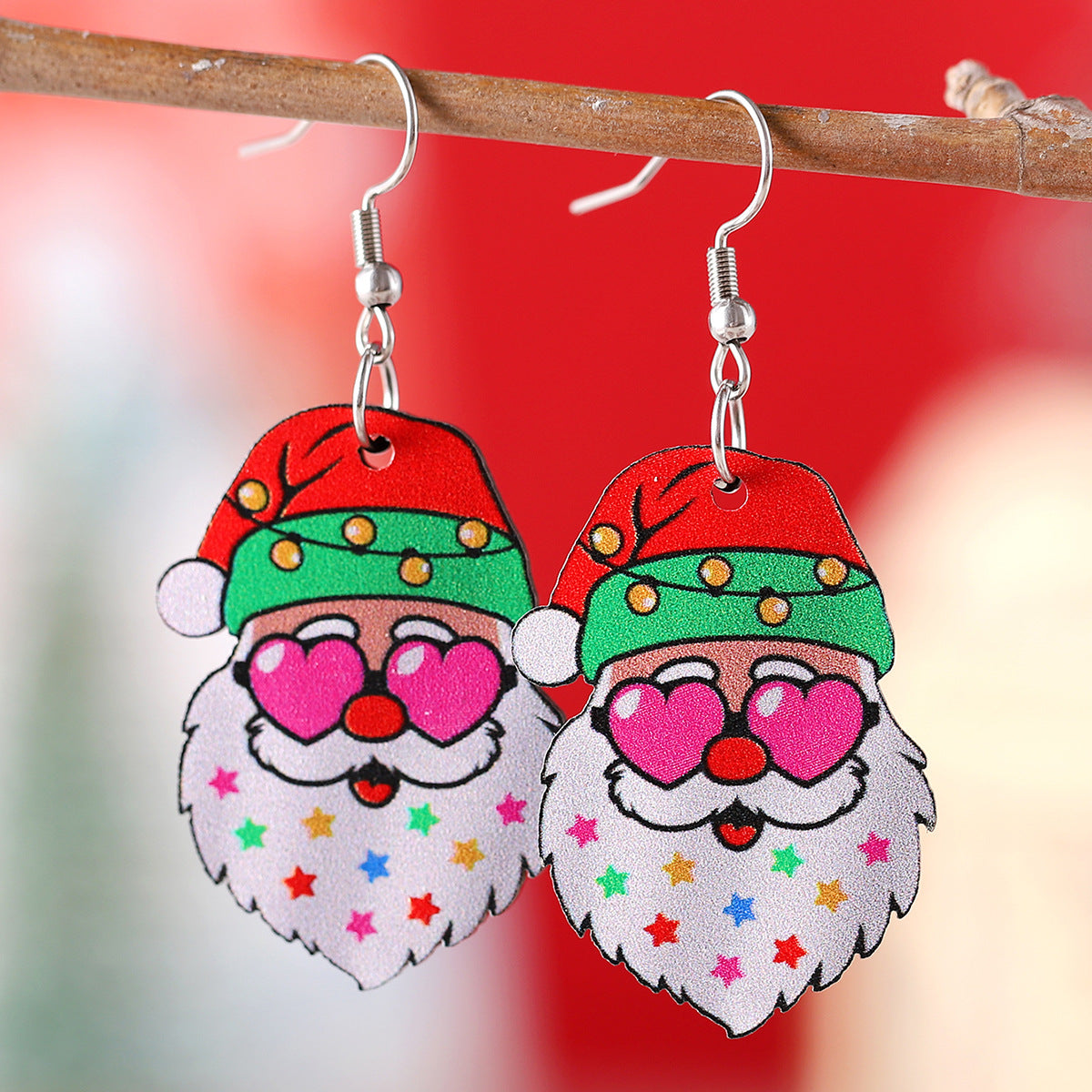 Wholesale Christmas Santa Pendant Earrings Double-sided Earrings