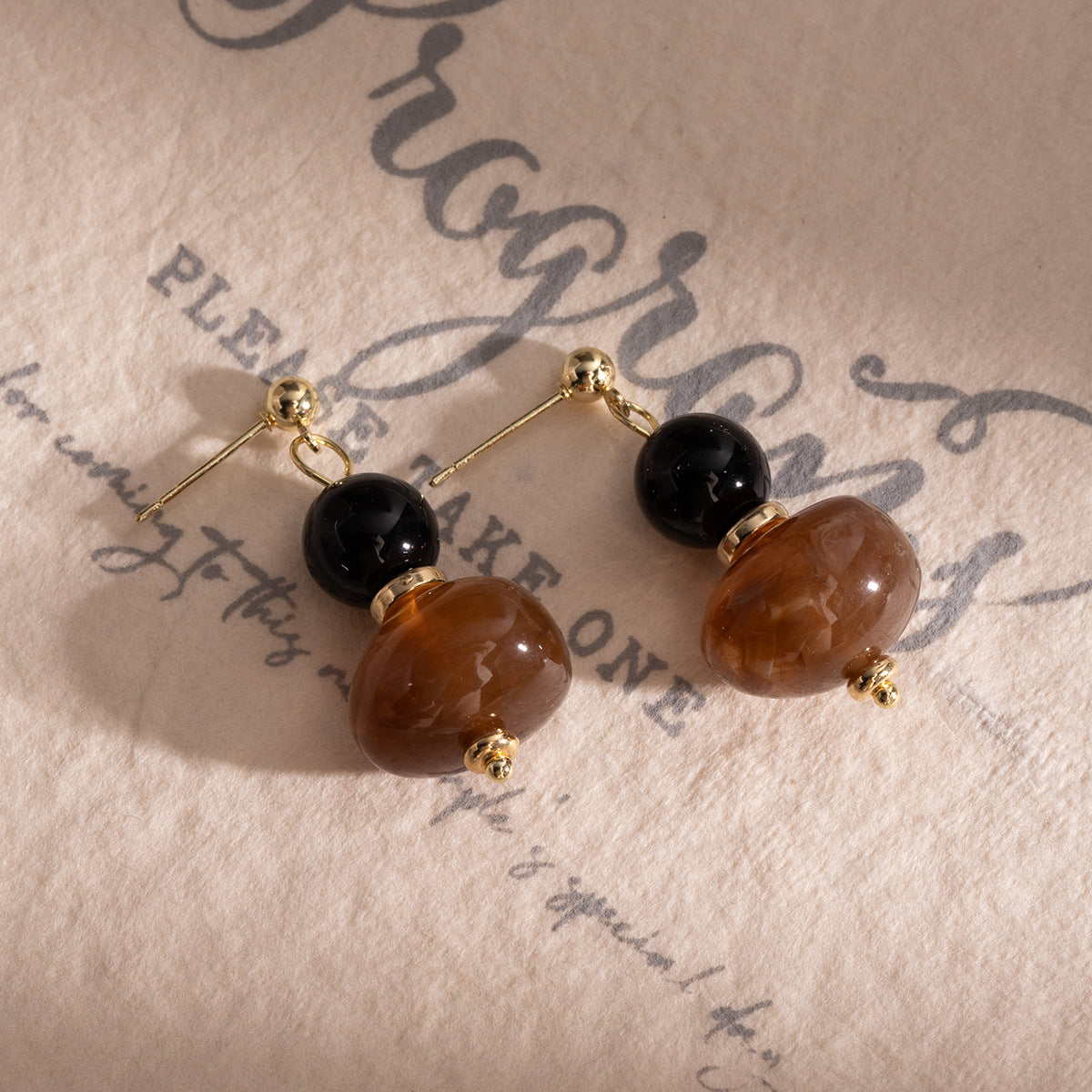 Wholesale Silver Needle Round Bead Resin Earrings