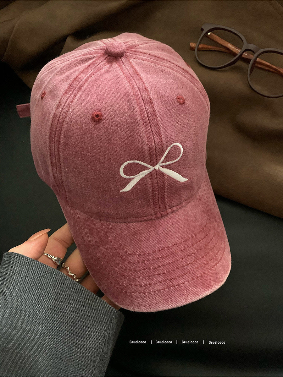 Wholesale Washed Distressed Vintage Bow Hat Embroidered Baseball Cap ACC-HT-KME004