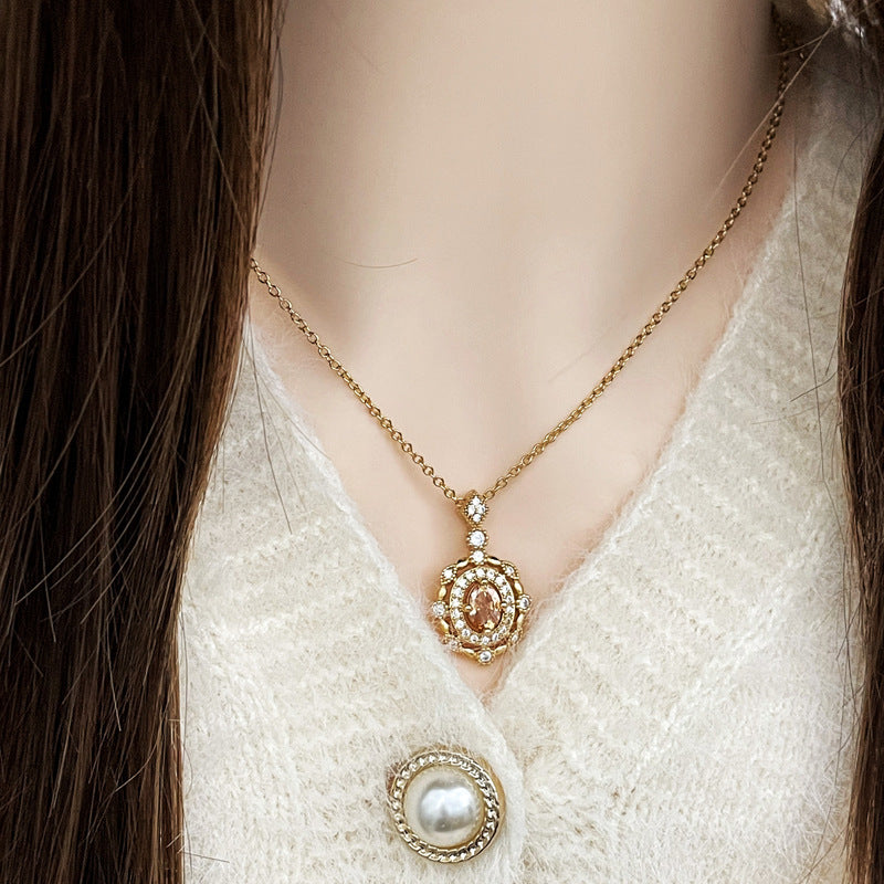 Wholesale inlaid brushed love necklace