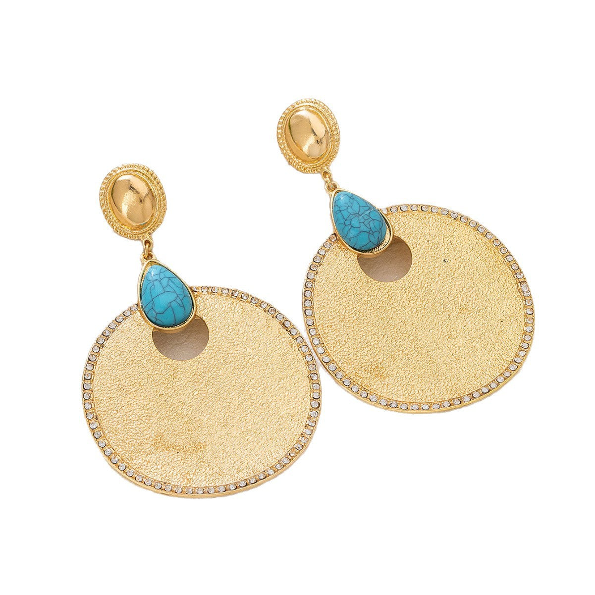 Wholesale Zinc Alloy Matte Geometric Round Earrings For Women Party Wear Fashion Accessory