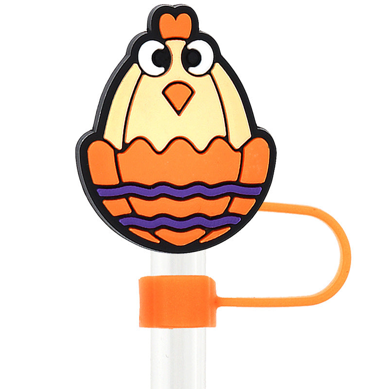 Wholesale Random 100pcs Easter 10mm PVC Soft Straw Tube Cap ACC-SCR-RYY088