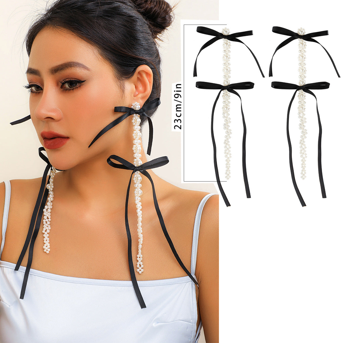 Wholesale Tassel Earrings Bow Ribbon Crystal Flowers Crystal Earrings ACC-ES-KunJuan002