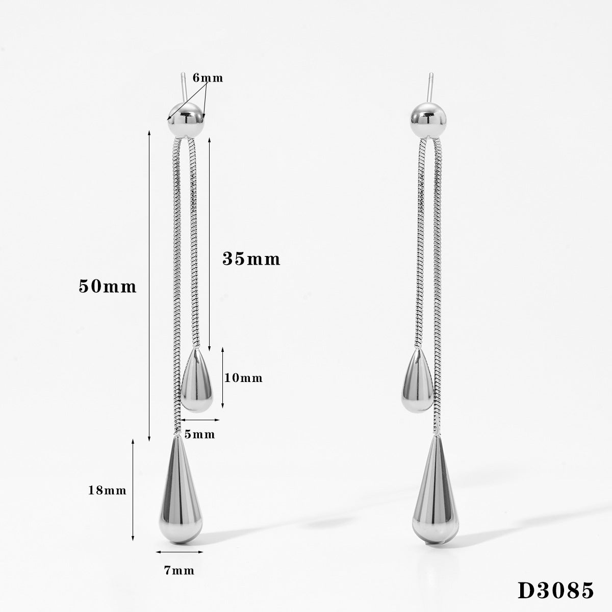 Wholesale  Stainless steel long water drop pendant necklace earrings suit