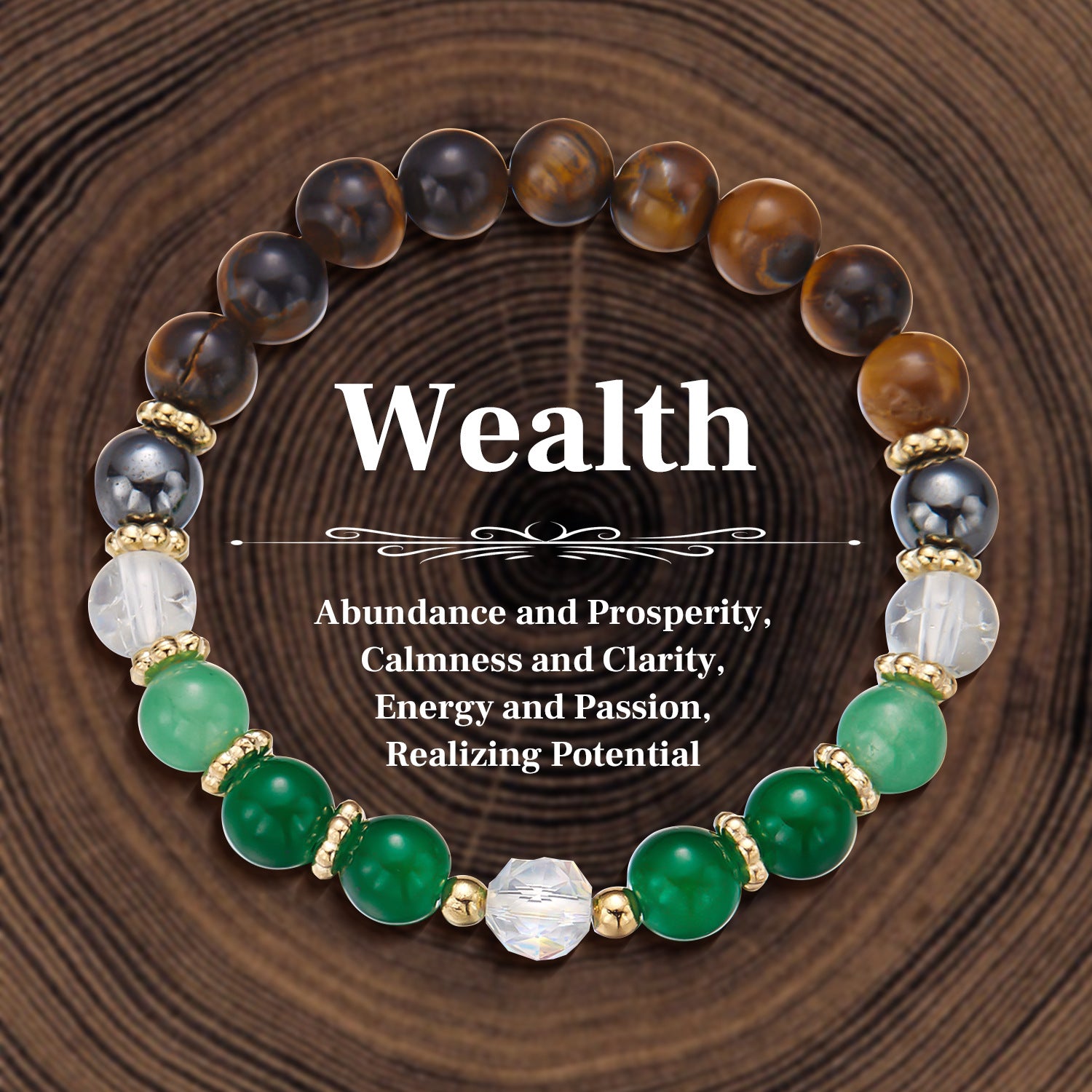 Wholesale Natural Stone Geometric Beaded Bracelet 8mm Natural Stone Elastic Bracelet