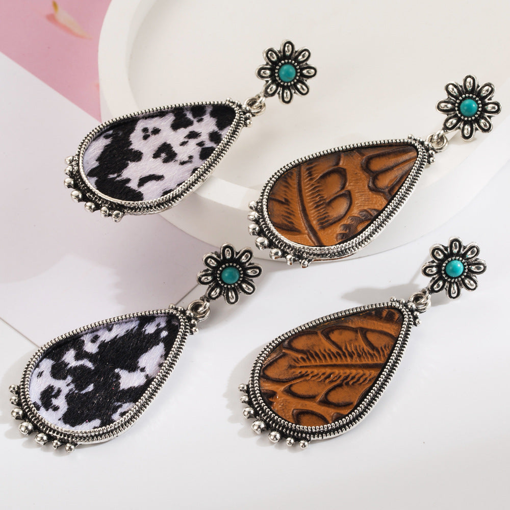 Wholesale exaggerated leather earrings