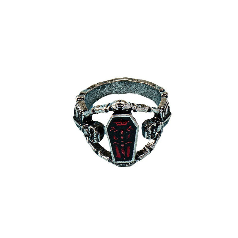 Wholesale  hot sale niche design retro punk style retro vampire skull ring female ins dark style