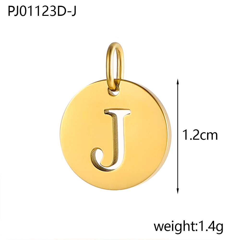 Wholesale Stainless steel round brand 26 letter hollow DIY pendant