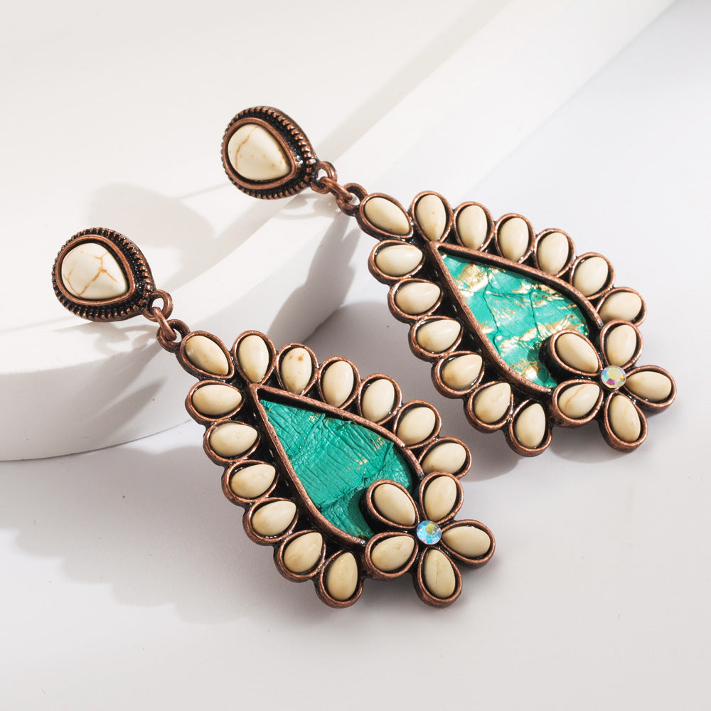 Wholesale  turquoise  print leather earrings