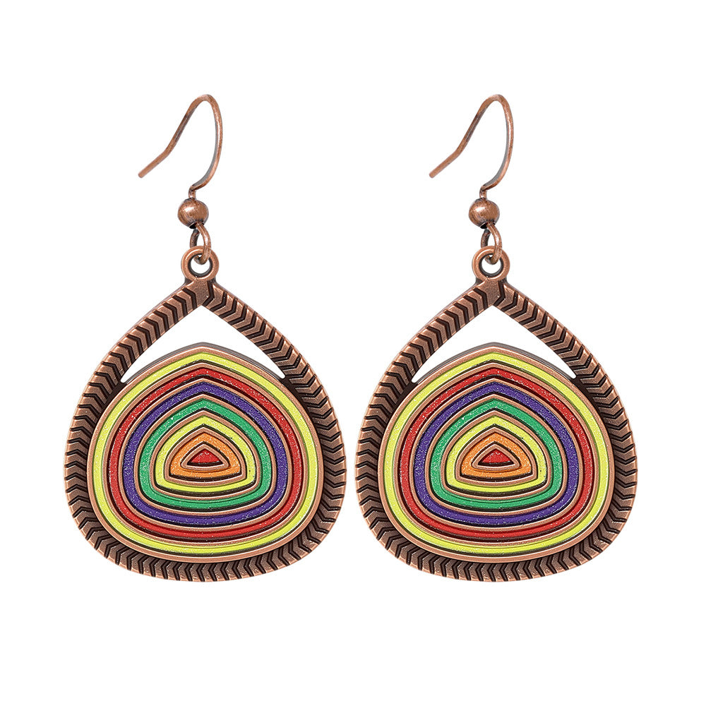 Wholesale Retro Ethnic Style Cut Out Tassel Earring Set 12 Pairs Zinc Alloy for Everyday Wear