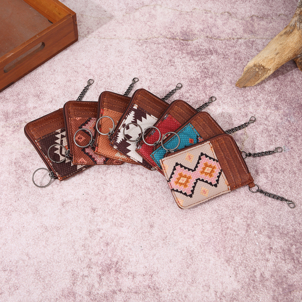 Wholesale Vintage Cotton and Linen Aztec Western Style Bohemian Card Holder Wallet
