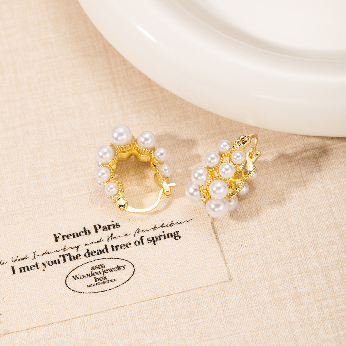 Wholesale Light luxury double-row circle pearl earrings