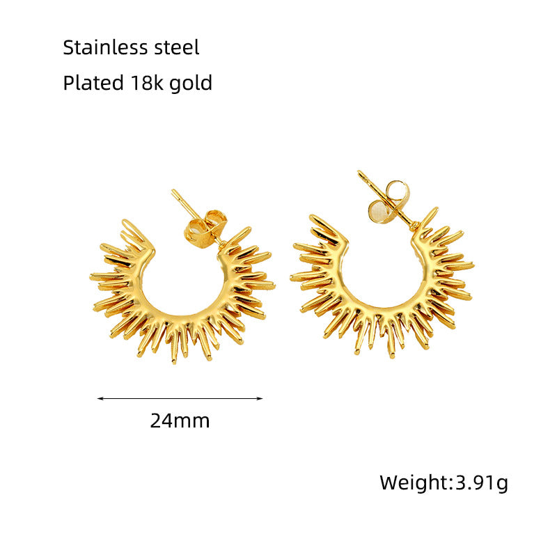 Wholesale Stainless Steel sunflower earrings  retro earrings