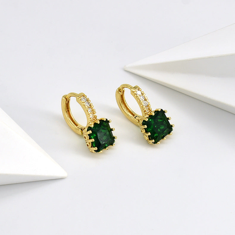Wholesale Copper Square Zircon Earrings