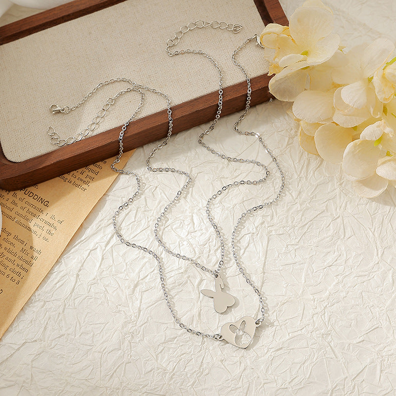 Wholesale Stainless steel necklace animal hollow clavicle chain