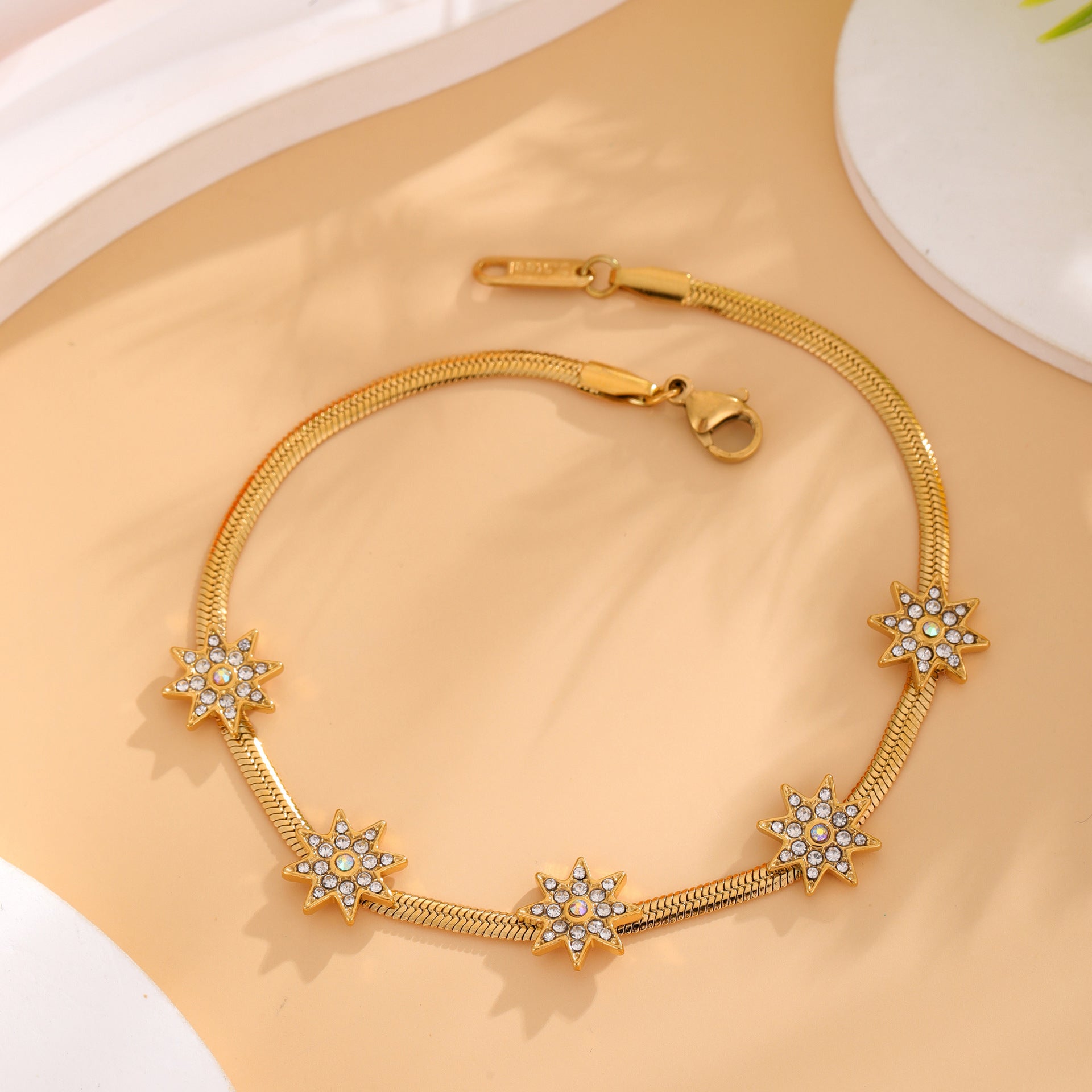Wholesale stainless steel octagonal star diamond  bracelet